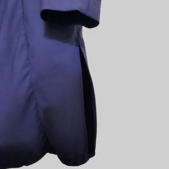 PARI PASSU Minimalist Wool Navy Lightweight Coat Trench Blazer Hourglass 16 - Picture 9 of 11